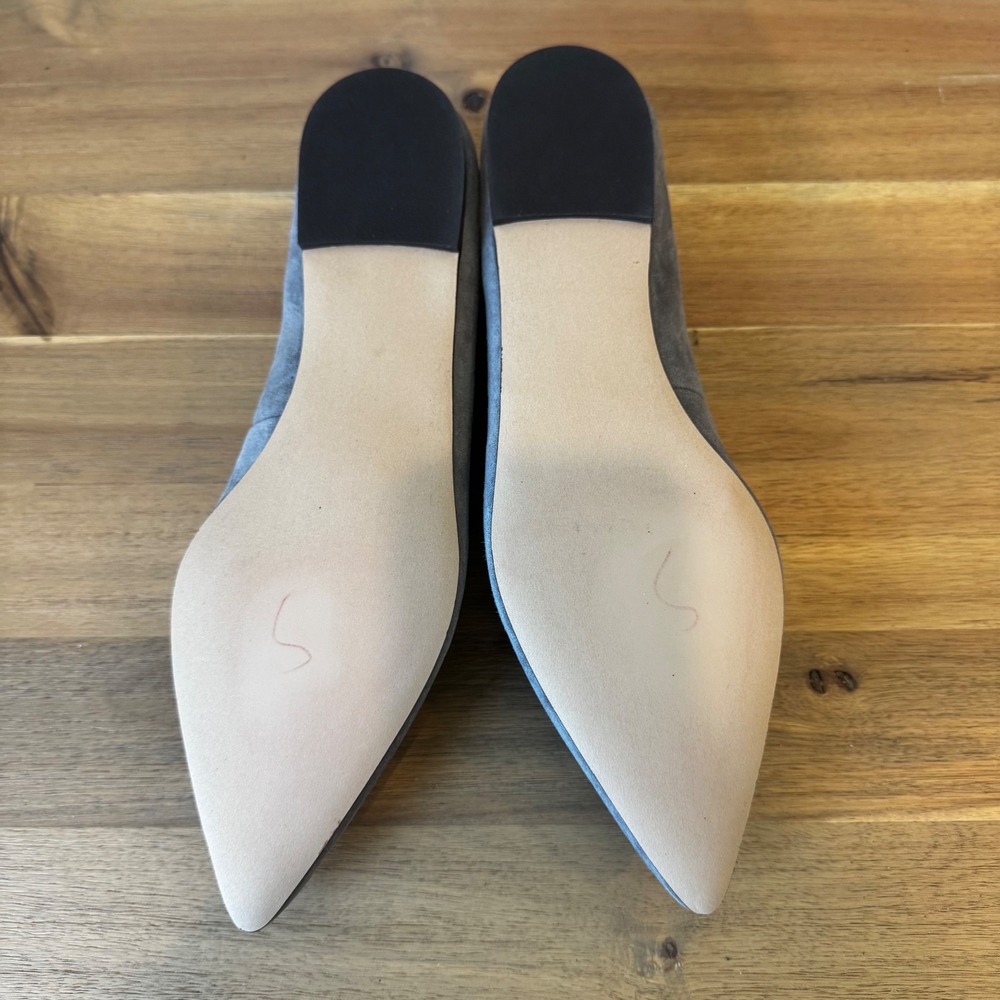 J. Jill Women  9.5M Gray Suede Leather Pointed Toe Loafer Flats Classic Luxury - Picture 13 of 14